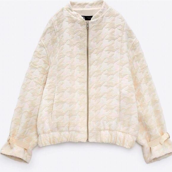 ZARA Vintage Quilted Cream Sherpa Jacket NWT - Picture 1 of 15